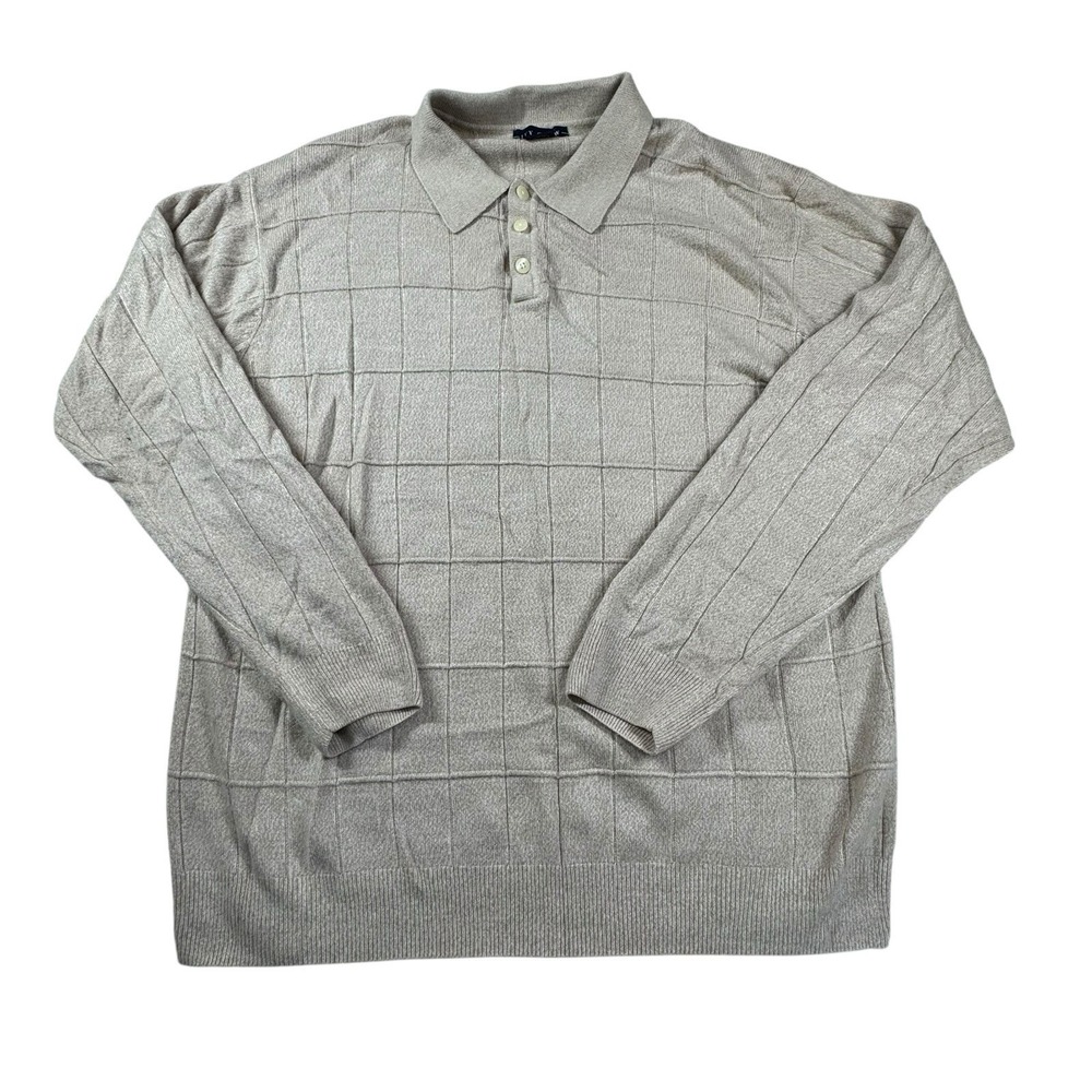 Ivy Crew Classics Men's Sweater Size XL Tan 1/4 Button Collared‎ Pullover